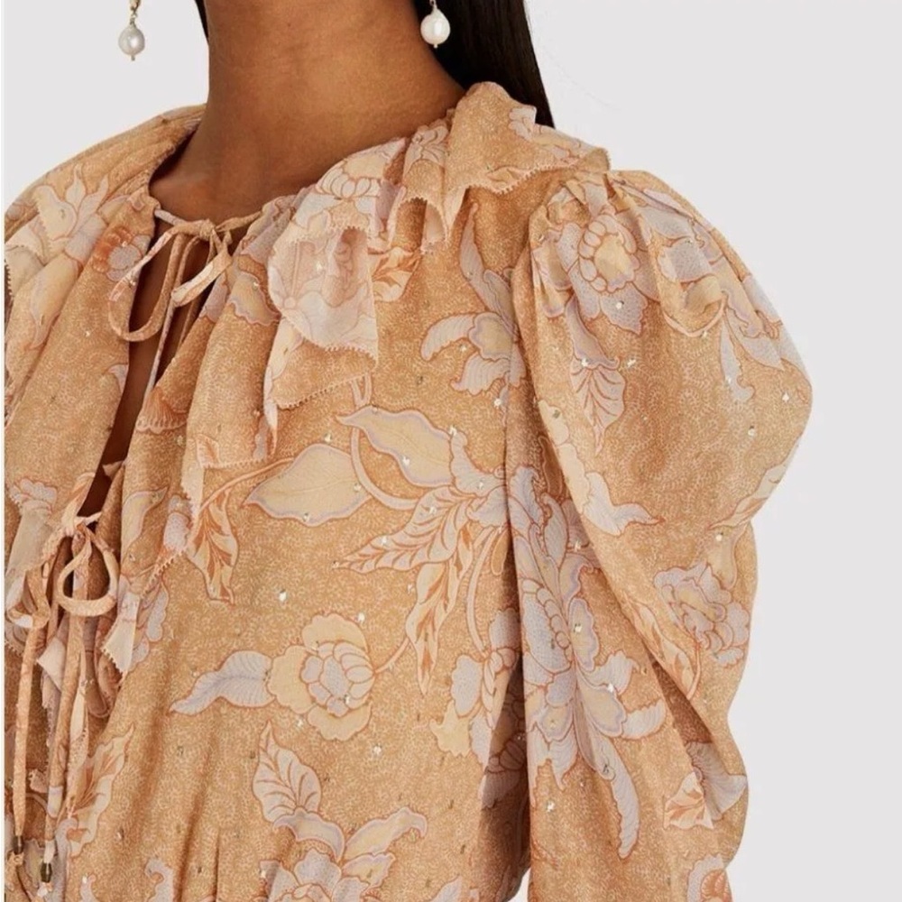 NWT $695 SP22 Ulla Johnson Cecily Magnolia Mini Dress Long Puff Sleeve Floral 0 - Picture 3 of 7